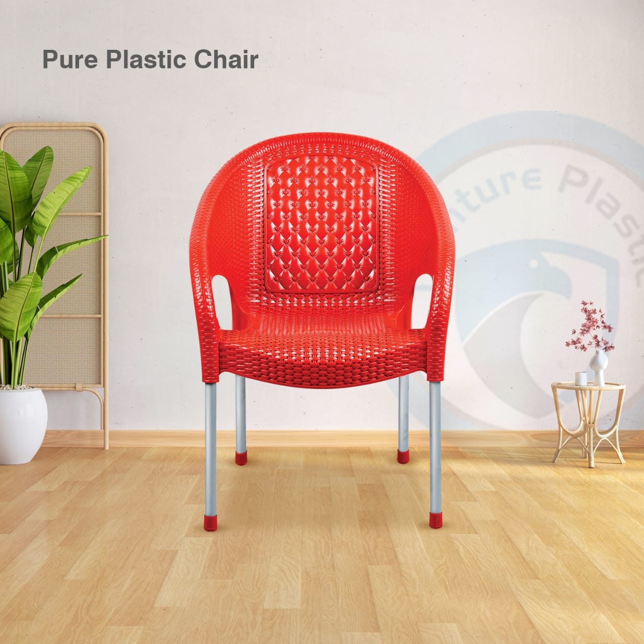 Plastic Arm Chair with Steel Legs