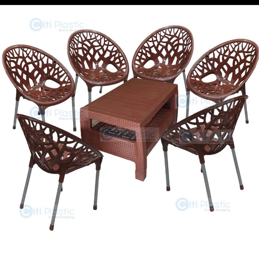 Leaf Design Chair & Table Set (6-Piece)