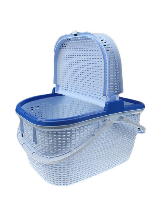 Plastic Storage Basket with Lid and Handle